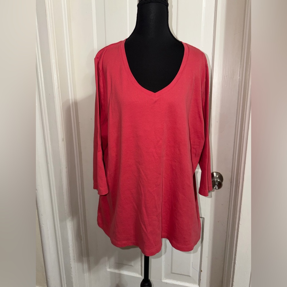 Women's plus size 2X St. John's Bay Women's Long Sleeve Coral Top, shirt